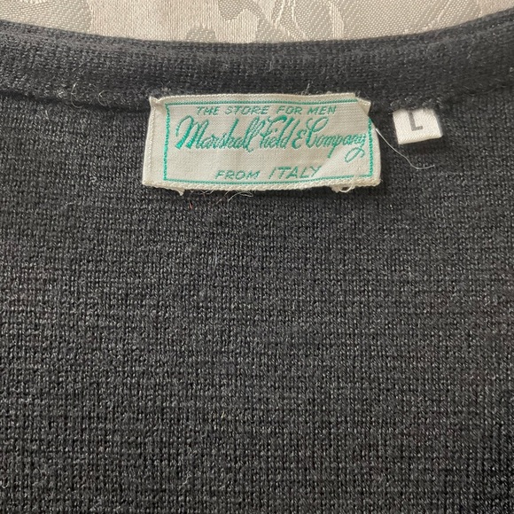 Vintage Marshall Fields Italian Wool Button Up V Neck Black Vest Mens Size Large - Picture 6 of 6